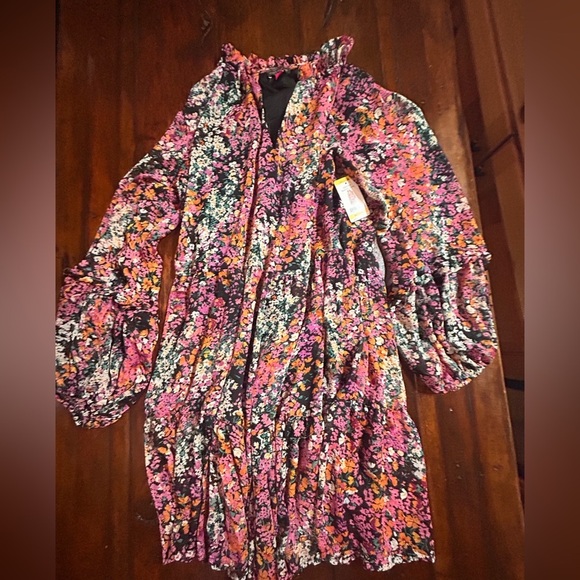 NWT Vince Camuto Floral Dress Womens Med.  Tiered Boho Lined Long Sleeve - Picture 3 of 8